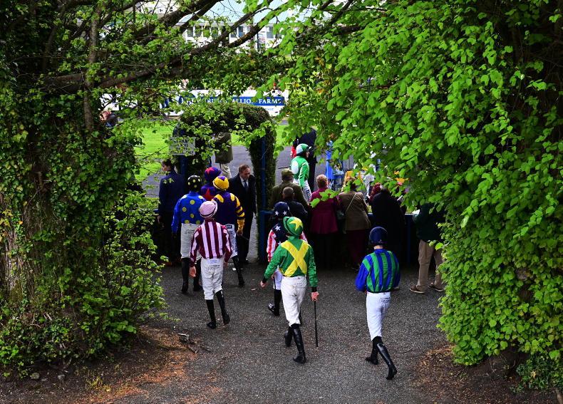 Jockeys enter the parade ring at Clonmel