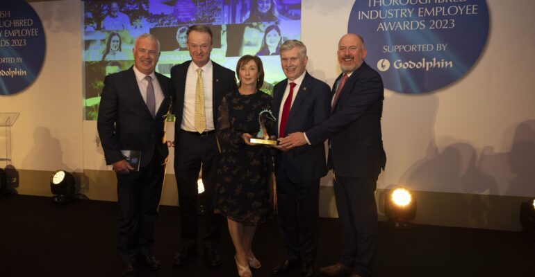 Ballinrobe Racecourse receiving the Racecourse Award at the Irish Thoroughbred Industry Employee Awards supported by Godolphin